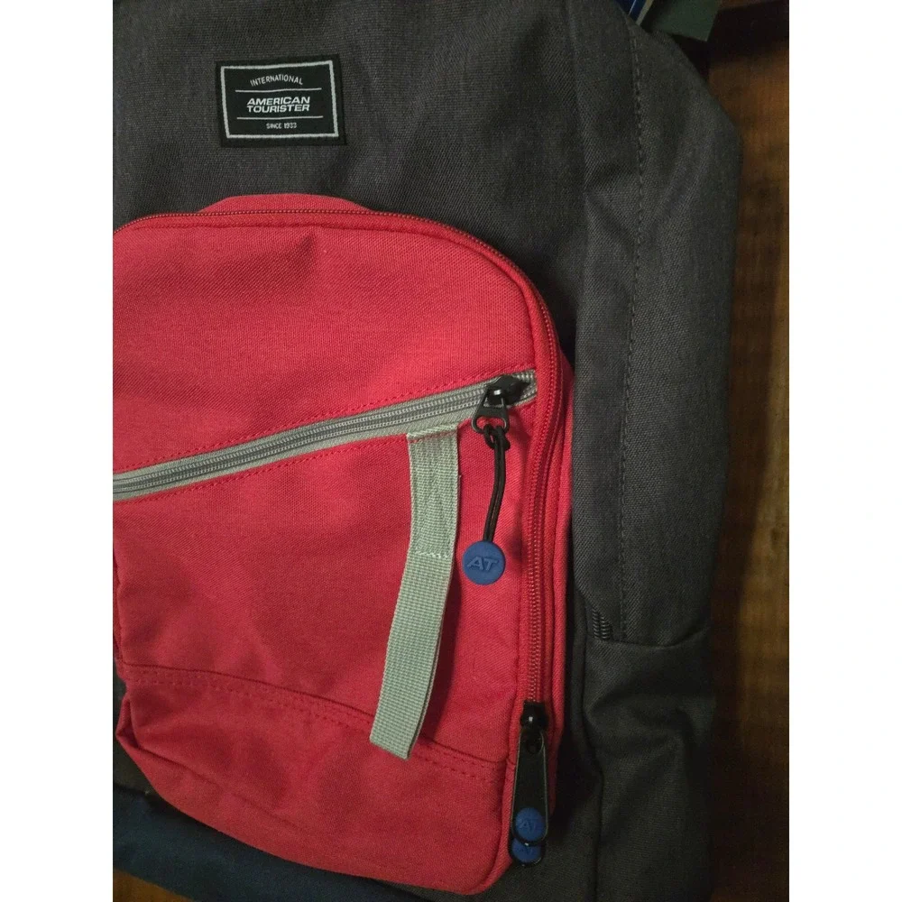 NWT - AMERICAN TOURISTER Keystone Backpack Charcoal Red / Laptop Tablet Bag